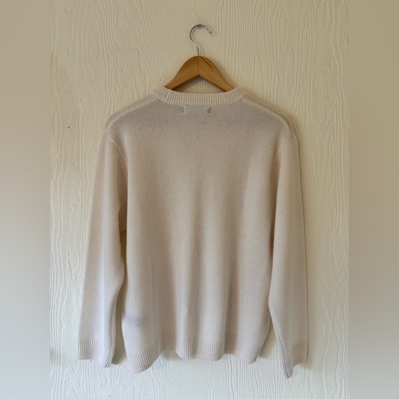 NWOT Zara 100% Cashmere Off Cream White Knit Woven Crochet Crewneck Sweater - Picture 8 of 11